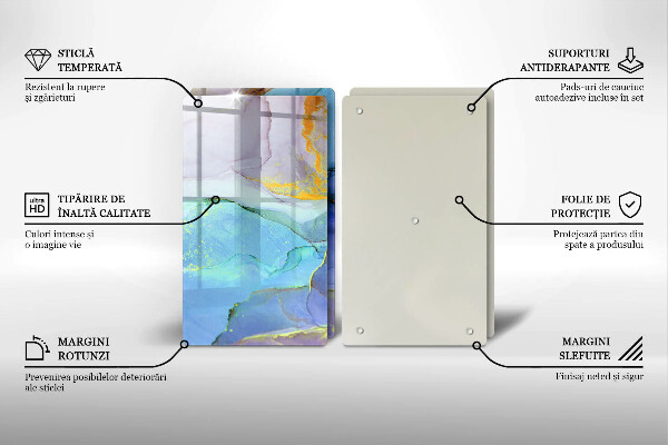 Skleněné krájecí prkénko Prasklý zlatý kámen