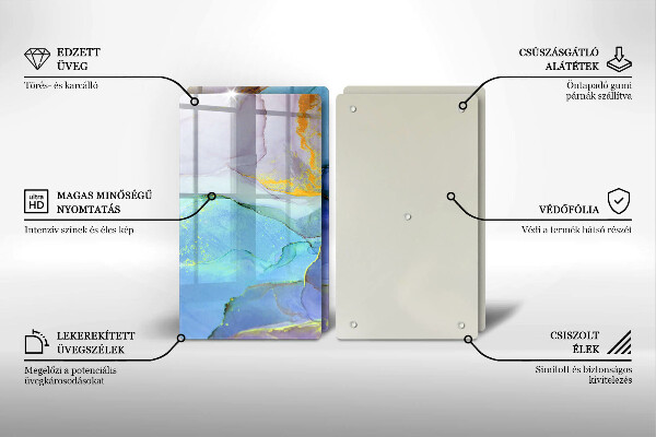 Skleněné krájecí prkénko Prasklý zlatý kámen