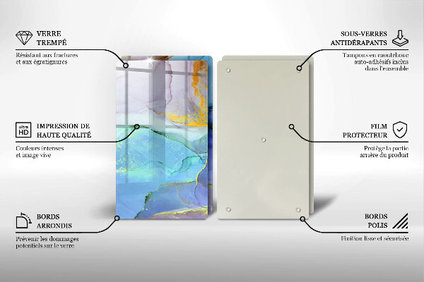 Skleněné krájecí prkénko Prasklý zlatý kámen