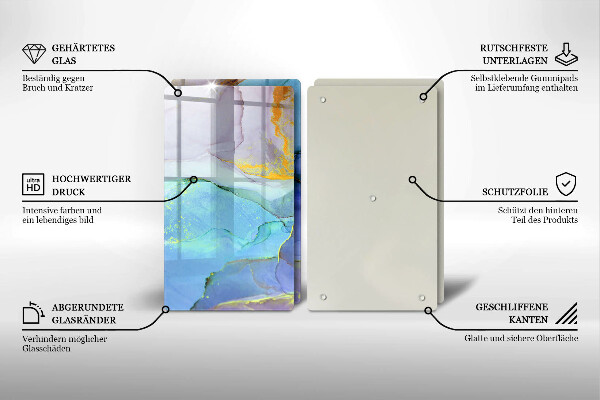 Skleněné krájecí prkénko Prasklý zlatý kámen