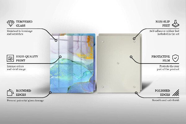 Skleněné krájecí prkénko Prasklý zlatý kámen