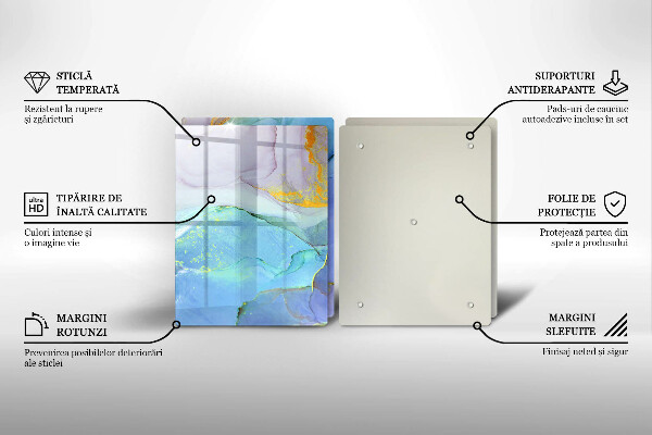 Skleněné krájecí prkénko Prasklý zlatý kámen
