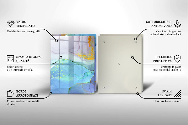 Skleněné krájecí prkénko Prasklý zlatý kámen