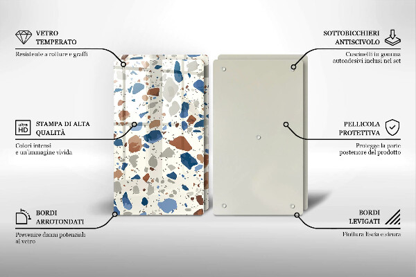 Skleněné krájecí prkénko Dekorativní kamenina