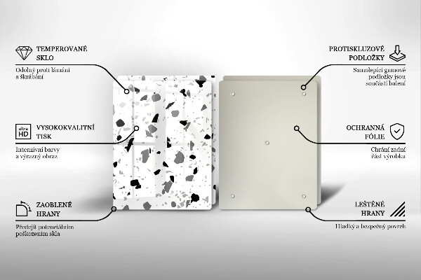 Skleněné krájecí prkénko Dekorativní kamenina