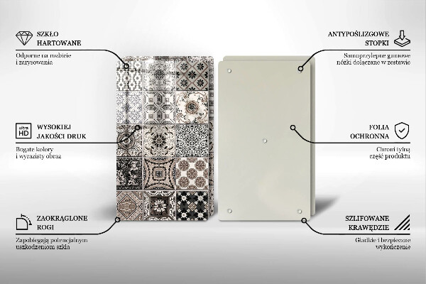 Skleněná krájecí deska Dekorativní dlaždice