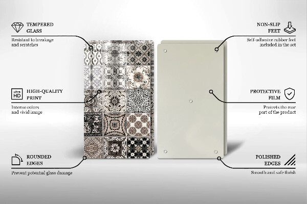 Skleněná krájecí deska Dekorativní dlaždice