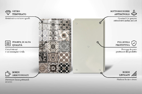 Skleněná krájecí deska Dekorativní dlaždice