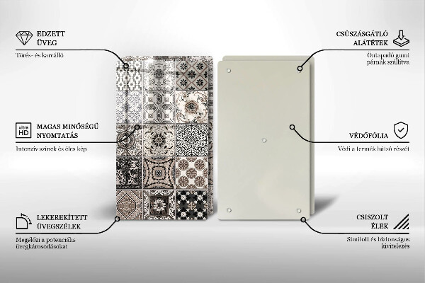 Skleněná krájecí deska Dekorativní dlaždice