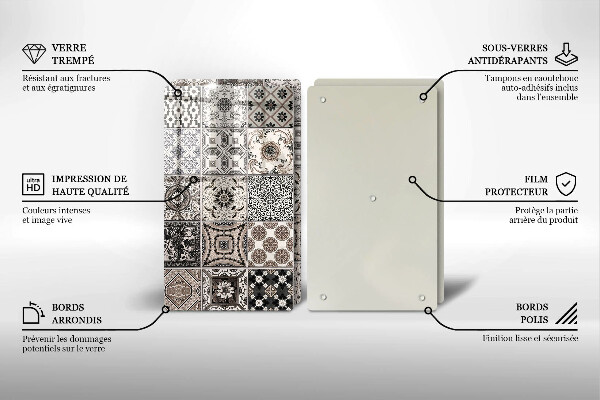 Skleněná krájecí deska Dekorativní dlaždice