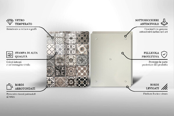 Skleněná krájecí deska Dekorativní dlaždice