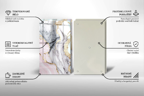 Skleněné krájecí prkénko Pastelový mramor