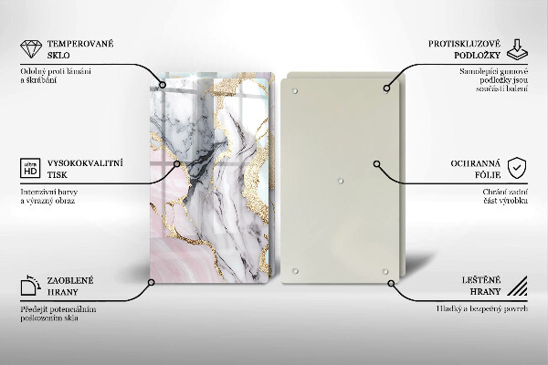 Skleněné krájecí prkénko Pastelový mramor