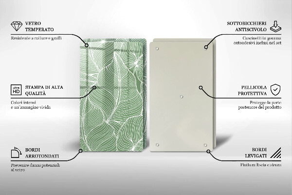 Krájecí prkénko skleněné Lineární listy