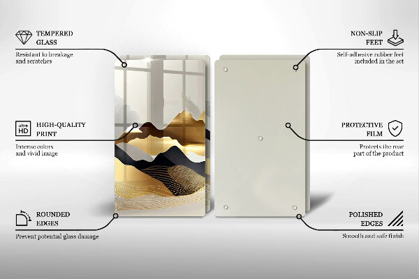 Krájecí prkénko skleněné Abstraktní zlaté hory