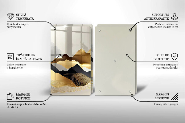 Krájecí prkénko skleněné Abstraktní zlaté hory