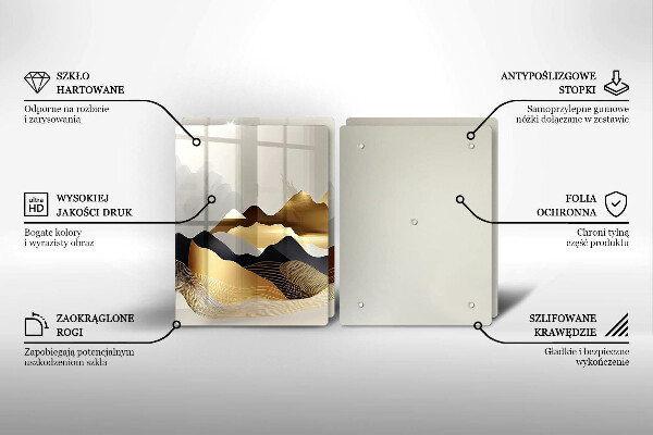 Krájecí prkénko skleněné Abstraktní zlaté hory