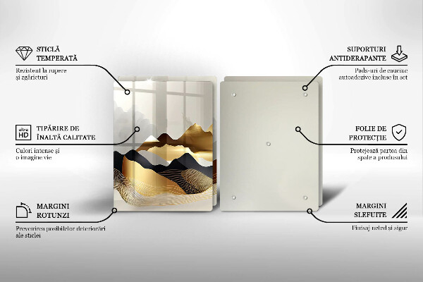 Krájecí prkénko skleněné Abstraktní zlaté hory