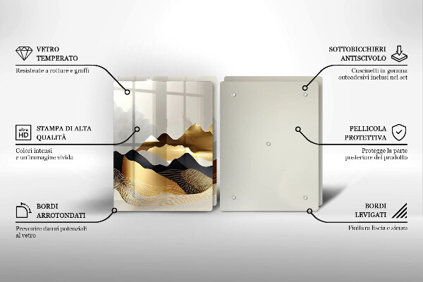 Krájecí prkénko skleněné Abstraktní zlaté hory