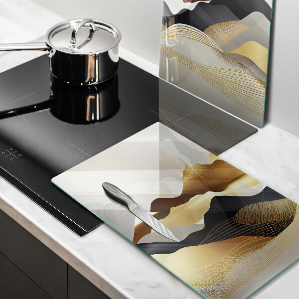 Krájecí prkénko skleněné Abstraktní zlaté hory