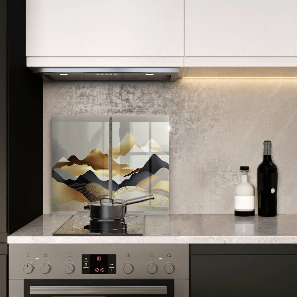 Krájecí prkénko skleněné Abstraktní zlaté hory