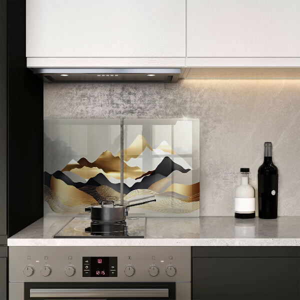 Krájecí prkénko skleněné Abstraktní zlaté hory