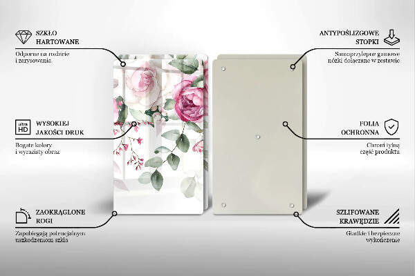 Krájecí prkénko skleněné Akvarel růže