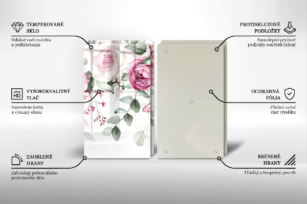 Krájecí prkénko skleněné Akvarel růže