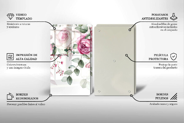 Krájecí prkénko skleněné Akvarel růže