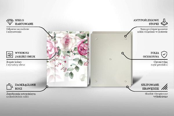 Krájecí prkénko skleněné Akvarel růže