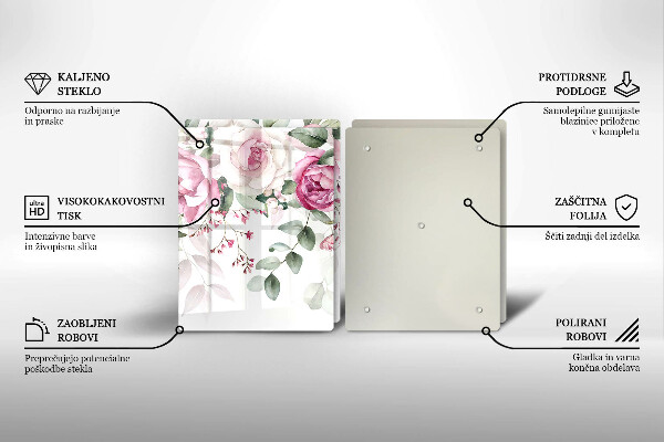 Krájecí prkénko skleněné Akvarel růže