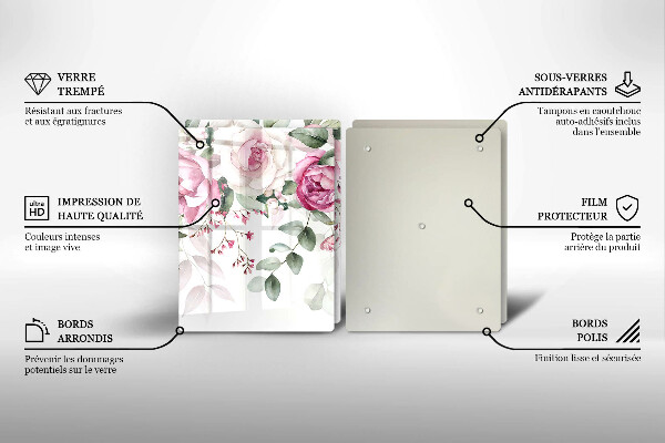 Krájecí prkénko skleněné Akvarel růže