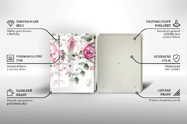 Krájecí prkénko skleněné Akvarel růže