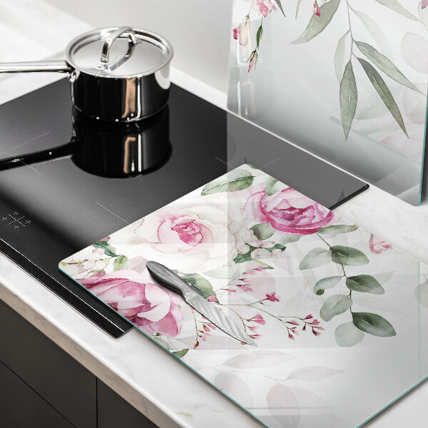 Krájecí prkénko skleněné Akvarel růže