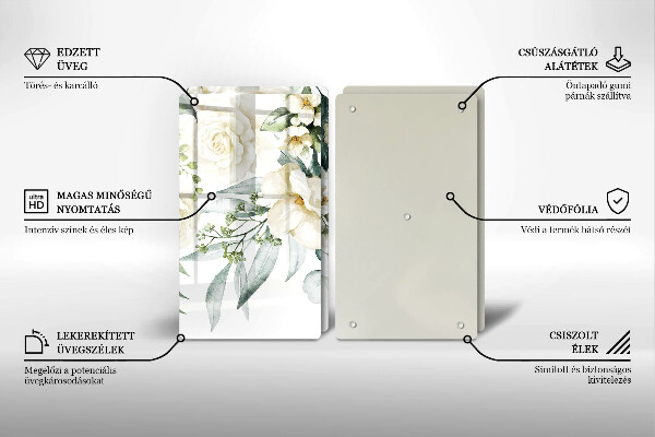 Krájecí prkénko skleněné Akvarel květiny