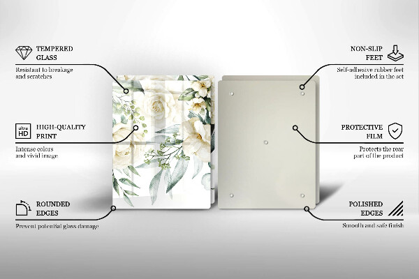 Krájecí prkénko skleněné Akvarel květiny