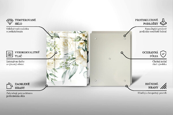 Krájecí prkénko skleněné Akvarel květiny