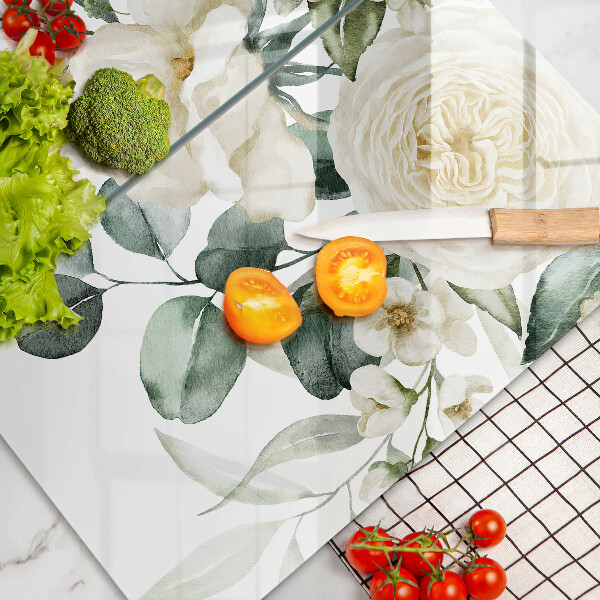 Krájecí prkénko skleněné Akvarel květiny