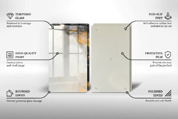 Krájecí prkénko skleněné Abstrakce se zlatem