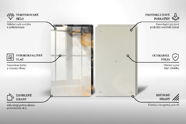 Krájecí prkénko skleněné Abstrakce se zlatem