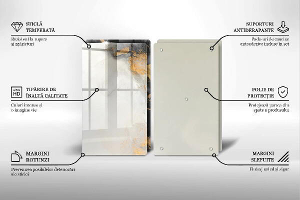 Krájecí prkénko skleněné Abstrakce se zlatem