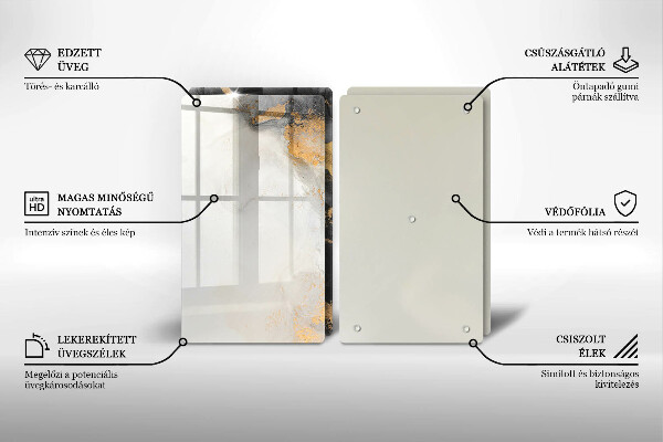 Krájecí prkénko skleněné Abstrakce se zlatem