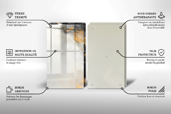 Krájecí prkénko skleněné Abstrakce se zlatem