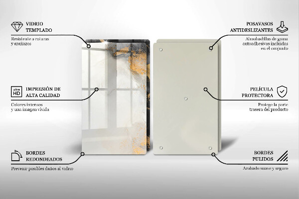 Krájecí prkénko skleněné Abstrakce se zlatem