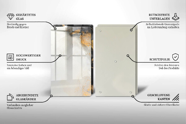 Krájecí prkénko skleněné Abstrakce se zlatem