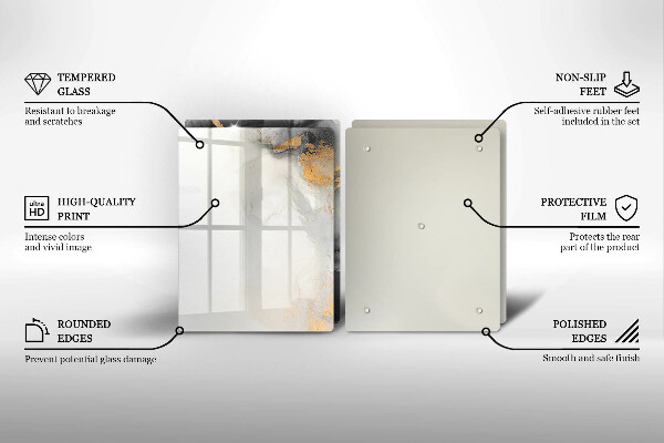 Krájecí prkénko skleněné Abstrakce se zlatem