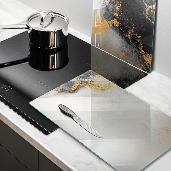 Krájecí prkénko skleněné Abstrakce se zlatem