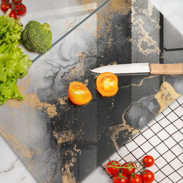 Krájecí prkénko skleněné Abstrakce se zlatem