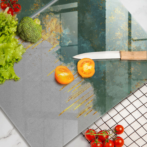 Krájecí prkénko skleněné Abstrakce se zlatem