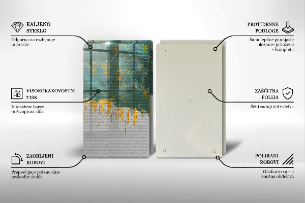 Krájecí prkénko skleněné Abstrakce se zlatem